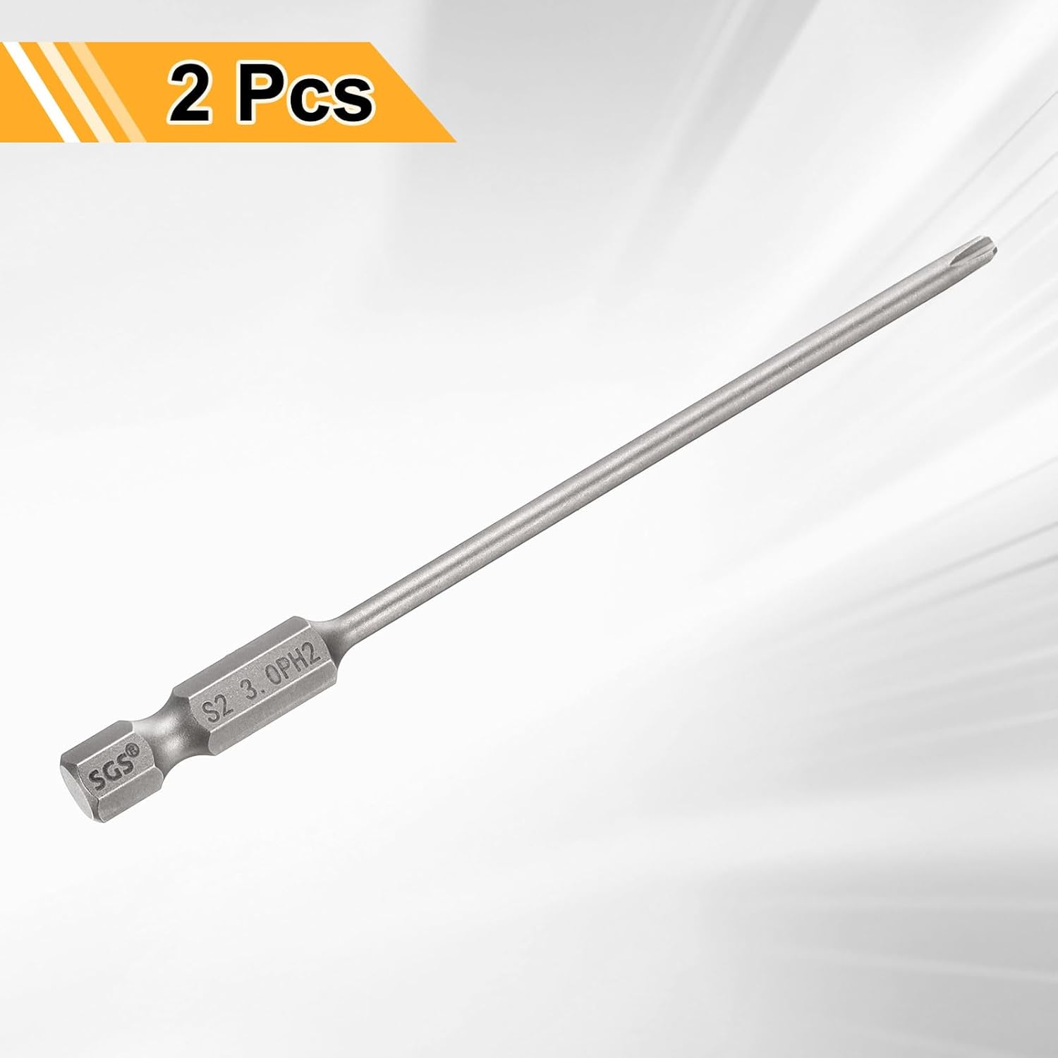 HARFINGTON 2pcs #2 Phillips Screwdriver Bit PH2 1/4" Hex Shank 4" (100mm) Long 0.12" Rod Magnetic Cross Head Drill Bits S2 Steel Industrial Screw Driver for Electric Power Tools, Gray
