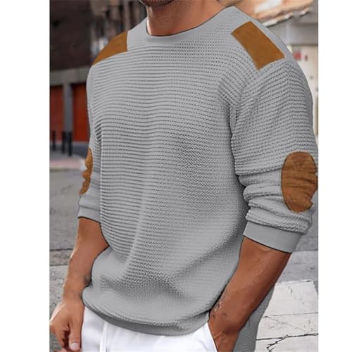 Men Patchwork Beach Vacation Knit Sweater Slim Long Sleeve O-Neck Patchwork Wool Sweaters4