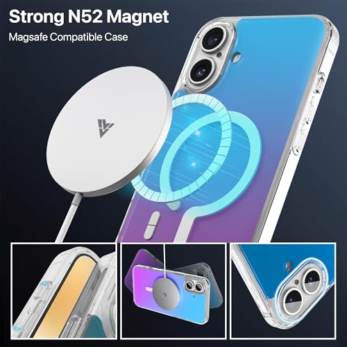 Image of eller sante Eternity Magpro Back Cover Case for iPhone 16 Plus Scratch Resistant Acrylic Camera Lens TPU Shockproof Support Mag-Safe Wireless Charging- Blue & Purple