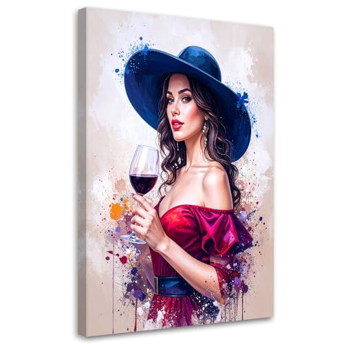 Tableau mural femme au chapeau Feeby 20x30 cm pour décoration salon