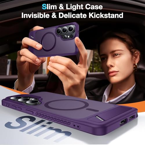 Image of Elzzi Magnetic Magsafe for Samsung Galaxy S26 Ultra Case [Compatible with MagSafe][Full Camera Protection][Built-in Invisible Kickstand] Translucent Matte Phone Back Cover - Deep