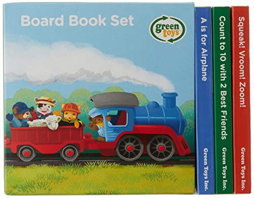 Green Toys Board Book Set, Counting/Sounds/ABCs 3-Pack - Play and Learning Books for Kids. Safe for Babies and Toddlers. Recycled Materials, Made in USA.