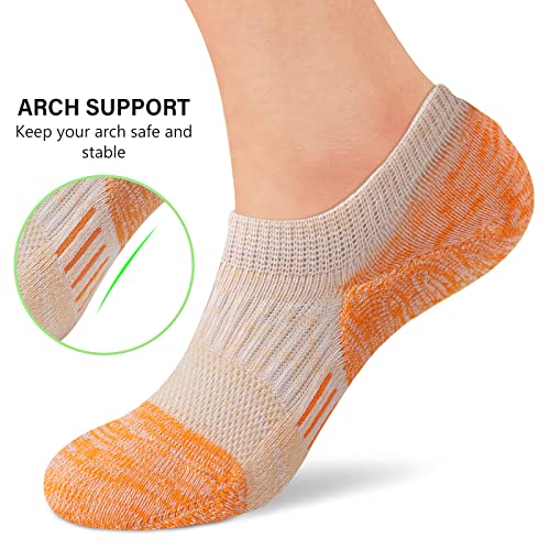 Image of Amutost Womens No Show Socks Anti-Slip Cushioned Breathable 5-10Pairs | Silicone heel grips, Arch compression band, Elastic cuffs, Moisture wicking, Size 6-8 /7-9 /9-11, Reduces blisters