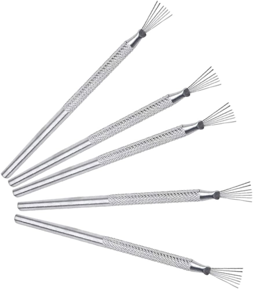 FUOYLOO 5pcs Clay Needle Wire Texture Tools for Pottery Sculpting and Carving Aluminum and Stainless Steel Modeling Tools with Textured Grip for Detailed Art and Clay Crafting