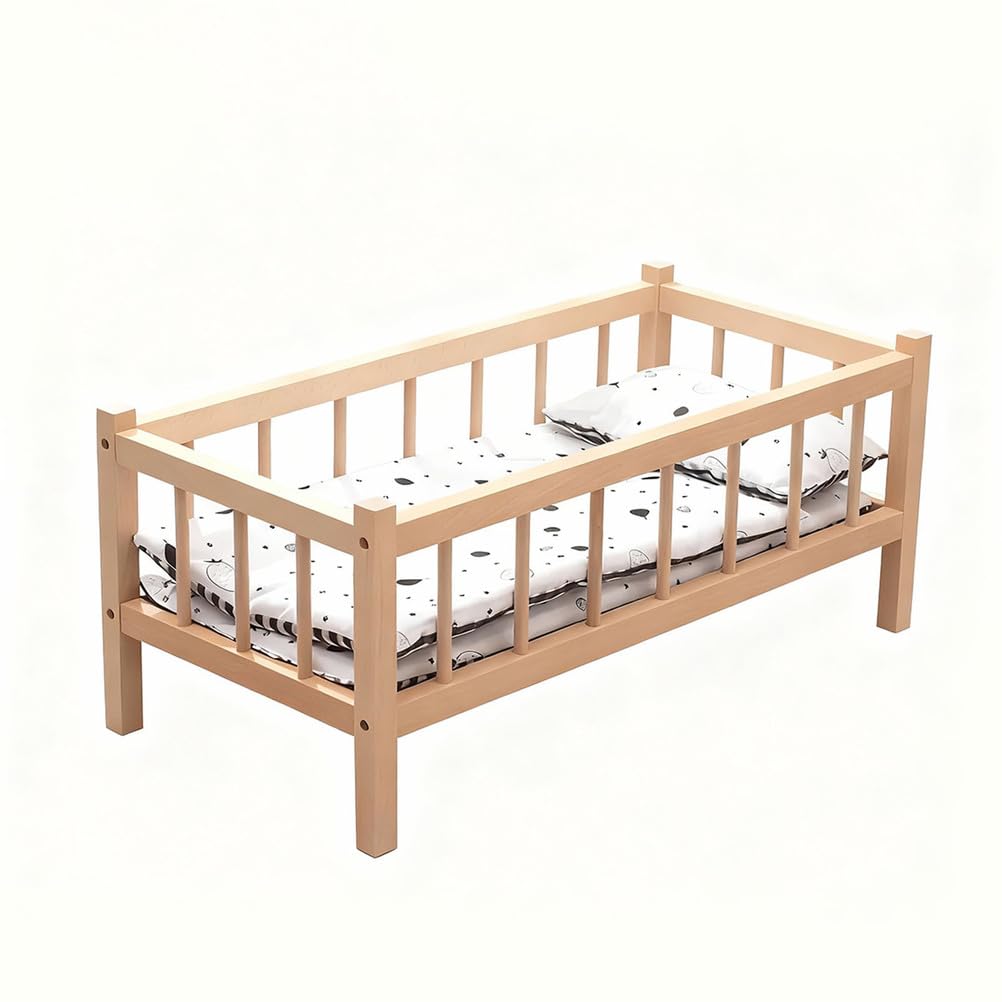 Letto per Bambole in Legno Giocattolo di Finzione, Giocattolo di Gioco di Ruolo Genitoriale