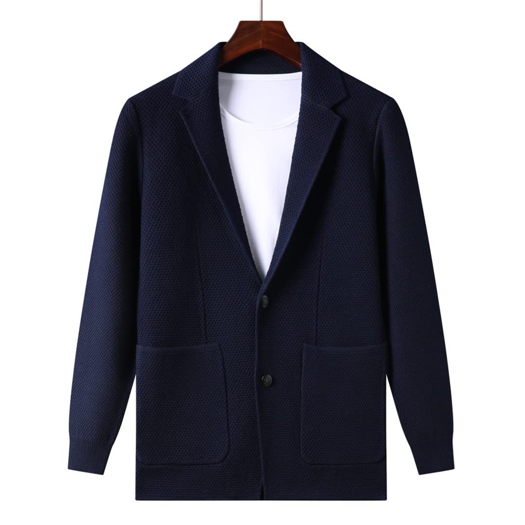 Suéter de otoño de los hombres Cardigan cuello grueso abrigo de punto dos botones ropa de moda casual, As Shown, XXXL