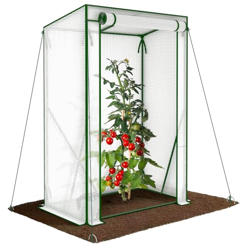 VOUNOT Gewächshaus Foliengewächshaus 100x50x150 cm, Schrägdach Tomatengewächshaus Stabil Tomatenhaus für Gemüse, Blumen & Obst, Verstärkte PE-Folie...