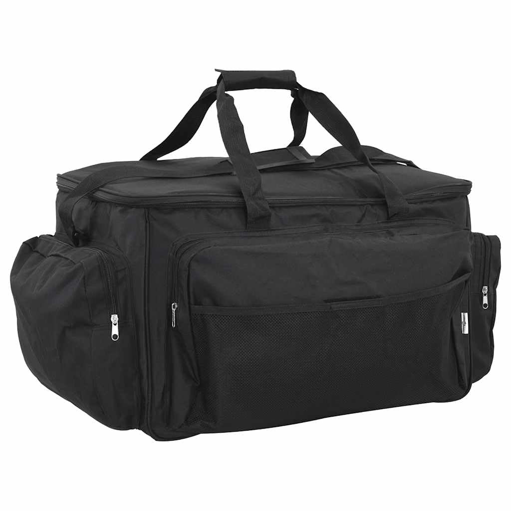 Angeltasche Wasserdicht 57 x 35 x 34 cm aus 600D Oxford-Gewebe Angelkoffer mit Tragegurt und Trennwand für Angelausrüstung Schwarz