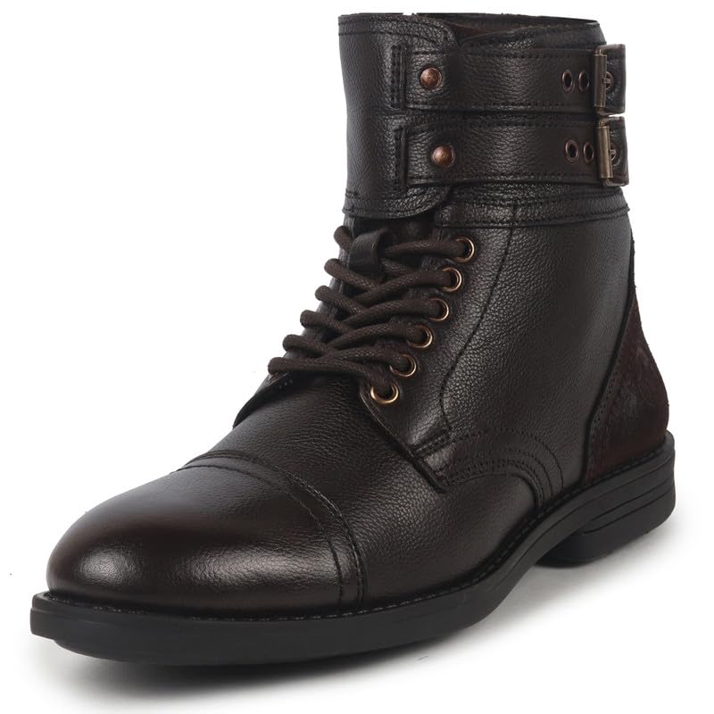 FAUSTO FST FOLMCB-3012 BROWN-41 Mens Brown 6-Eye Lace Up Genuine Leather High Ankle Adjustable Buckle Strap Winter Boots|Trekking Boots|Hiking Boots (7 UK) (B0DGGRQJLK) Amazon Price History, Amazon Price Tracker