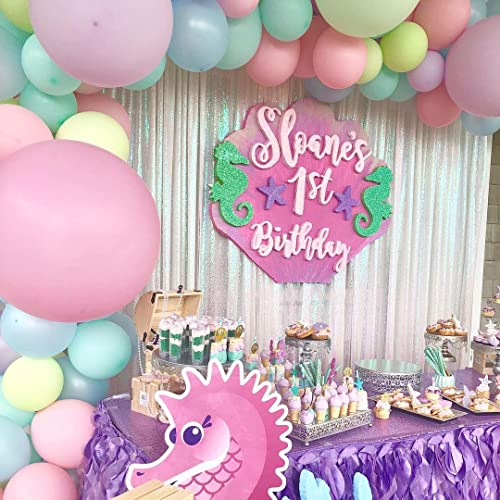 Image of Sequin Curtains 2 Pieces White Iridescent 2FTx8FT Sequin Backdrop Glitter Fabric Background for Christmas Party Decoration Brithday Party Wedding Decorations
