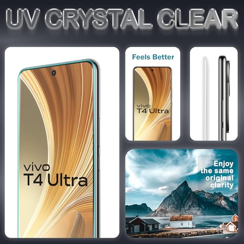Image of FIRST MART Tempered Glass for Vivo T4 Ultra 5G With UV Installation Kit | Military-Grade Gorilla Screen Protector and Cable Guard | Edge to Edge Coverage | Crystal Clear