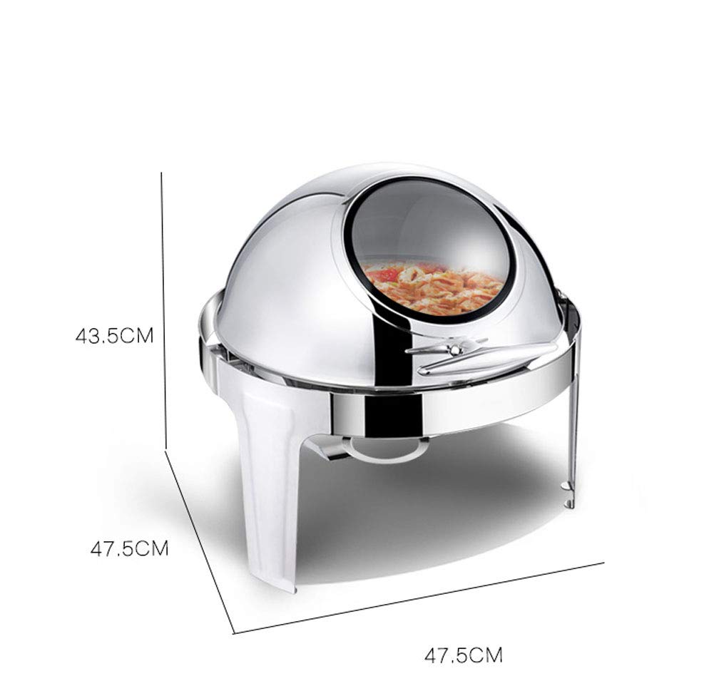 Rond Chauffe Plat Traiteur, Chafing Dish Buffet Réchauffeur de Nourriture Buffets Chauffants la Chaleur Conteneur Réchaud pour Jardin Fêtes Buffet Restaurant d’hotêl, Équipement d'Hôtel