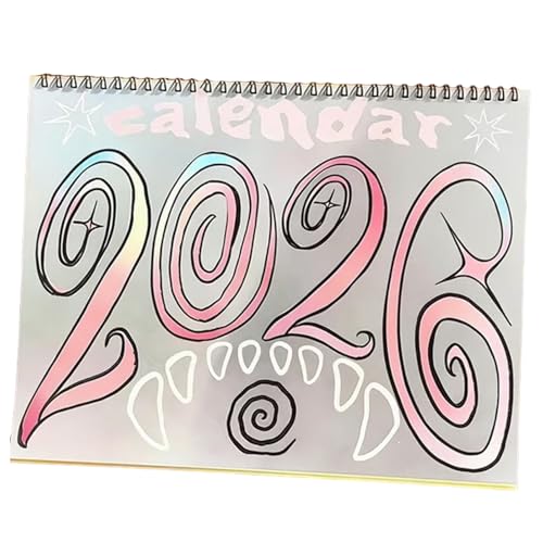 Calendario de pared 2026 – Planificador artístico pintado a mano, sigue citas, plazos y vacaciones con estilo. Perfecto para salones, dormitorios o tiendas. Diseño fungible
