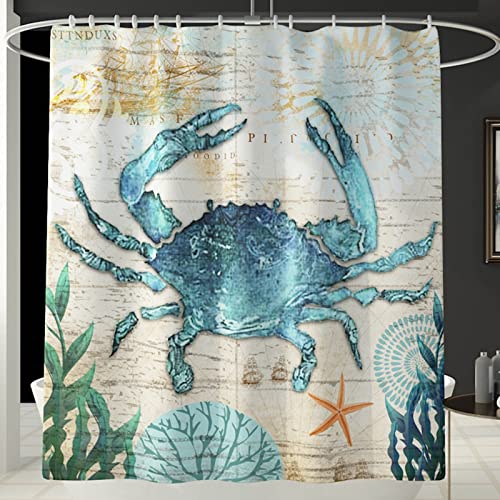 4 Teiliger Badematten Set,Marine Series rutschfest U-FöRmige Duschvorleger Ozean-Muster Super Weich Duschvorhang… – Bild 6