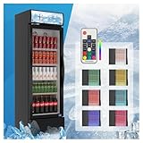 HIPOPLLER Compact Refrigerator 16.5 Cu.Ft Glass Door Upright Display Fridge with Lightbox LED Lightning, Beverage Cooler for Home Restaurant Office Grocery Stores, ETL Approved, Black
