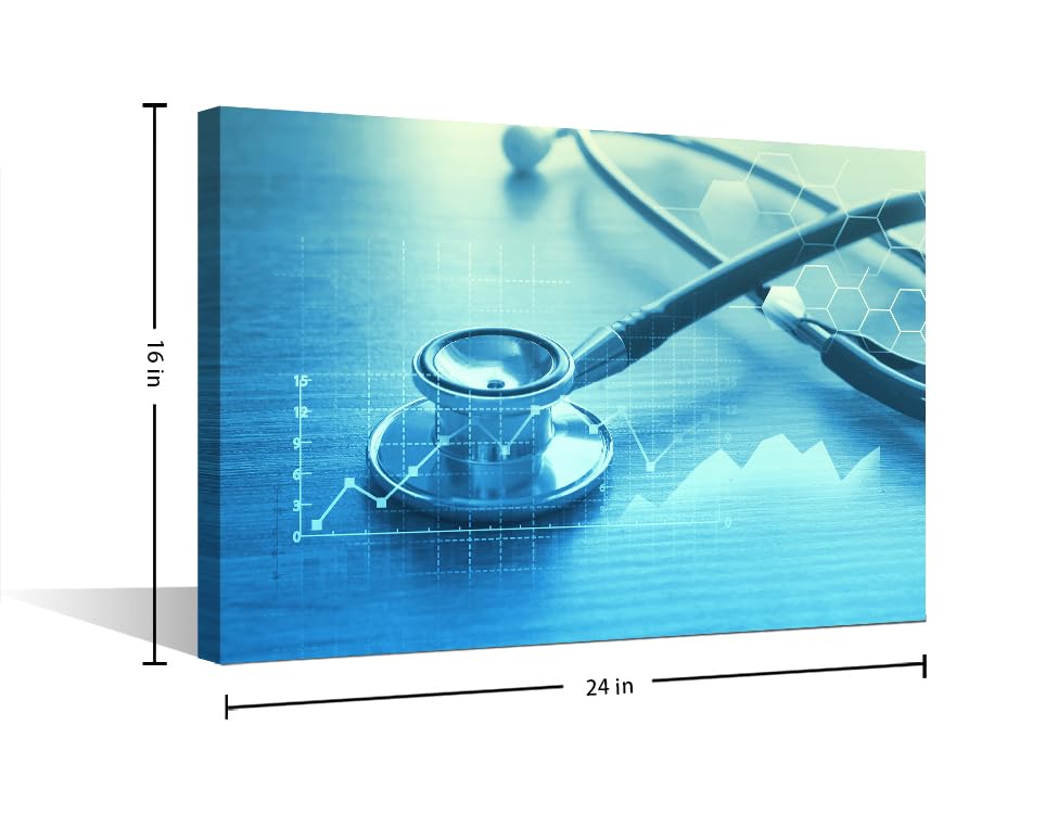 Image of TUMOVO Stethoscope Artwork Wall Decor Posters and Prints 1 Panels Clinical Laboratory Pictures Wall Decor for Bedroom Poster Medical Art Prints Framed Ready to Hang (16 inch Wx24 H)