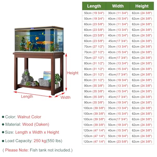 Supporto per Pesci in Legno di Quercia a 2 Livelli per rettili e Tartarughe, espositore per vetrine Resistente, Versatile scaffale per riporre Animali Acquatici ed esotici.
