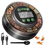 Papettly Automatic Fish Feeder for Aquarium - Rechargable Auto Food Dispenser for Tank with USB Cable & LCD Display, Timer Turtle Feeder for Weekend Holiday with Feeder Spoon