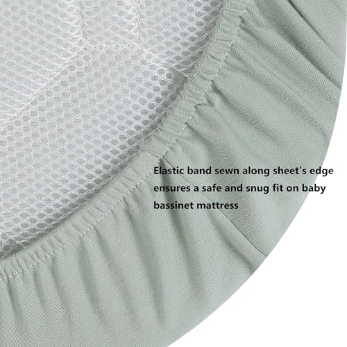 Image of 100% Organic Cotton Bassinet Sheets Compatiable with Halo Bassinest Swivel Sleeper, Jersey Knit Fitted Sheets for Baby Boys and Girls, 2 Pack, Olive and Sage