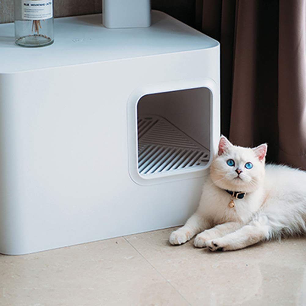 Lettiera per Gatti Autopulenti Chiusa Totalmente Cat Igienici Super Toilette per Gatti Facile da Pulire e Deodorante Anti-Spruzzi Adatto a Gatti Domestici Jumbo Large Space,Bianca