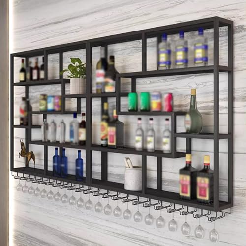 Soporte para botellas de vino metálico montado en pared dorado miniatura 6
