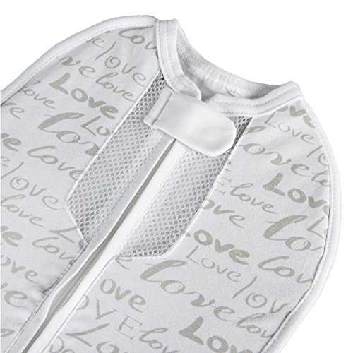 Image of Woombie Air Nursery Swaddling Blanket - For Babies Up to 3 Months - Vented (Grey /White, 5-13 lbs)