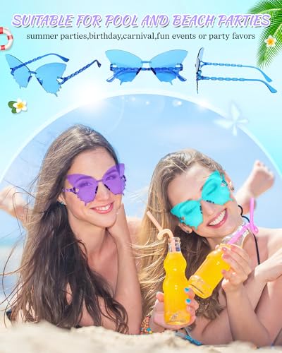 40 Pack Colorful Butterfly Sunglasses Bulk, Wholesale Fun Rimless Butterfly Party Glasses for Teens Adults Unisex2