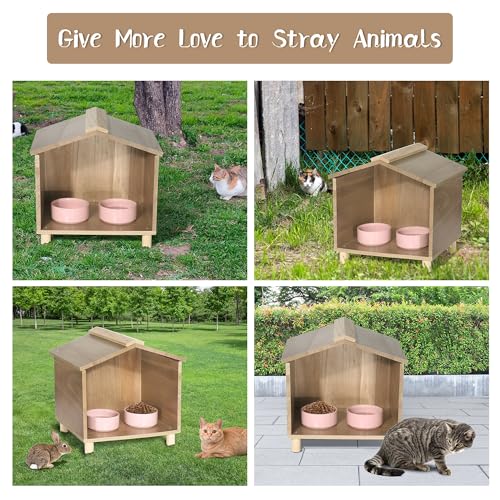 BALAPET Katzenfutterstation & Unterschlupf für Katzen - Wasserdichtes Katzenhaus für Futterstation im Freien, perfekt für Wildkatzen, Vögel, Kaninchen, Katzen & Hunde