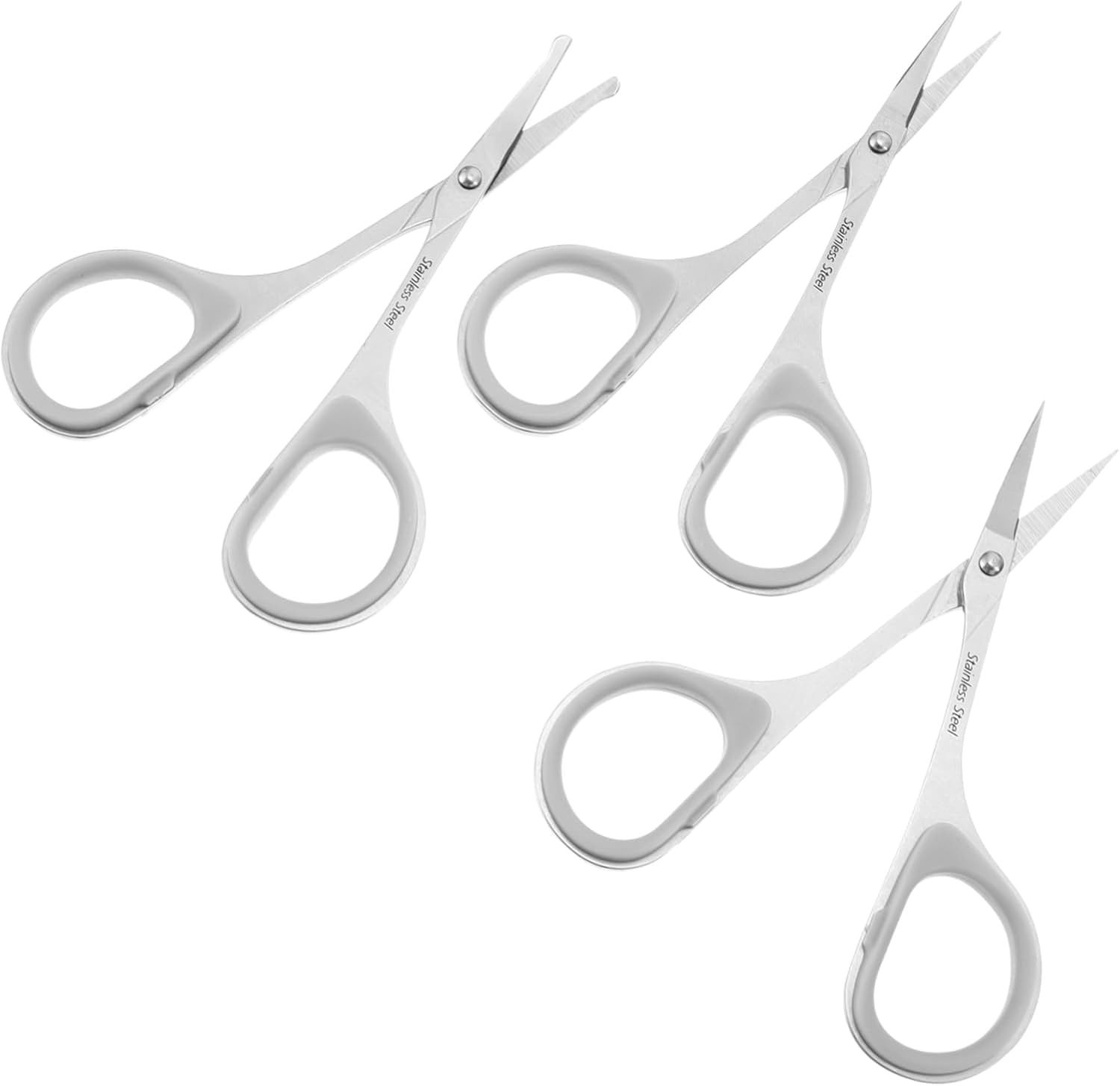 CALLARON 3Pcs Stainless Steel Grooming Scissors Set Precision Facial Hair Trimmers for Eyebrows Mustaches and Nose Hair Durable Lightweight and Portable for Daily Use