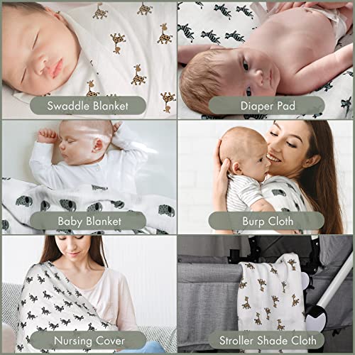 GLLQUEN BABY Muslin Squares for Baby, 6 Pack Cotton Burp Cloths 70cm x 70cm, Oeko-tex100 Absorbent & Breathable and Ideal to Clean, Wipe & Cover Newborns (Animal) - Image 7