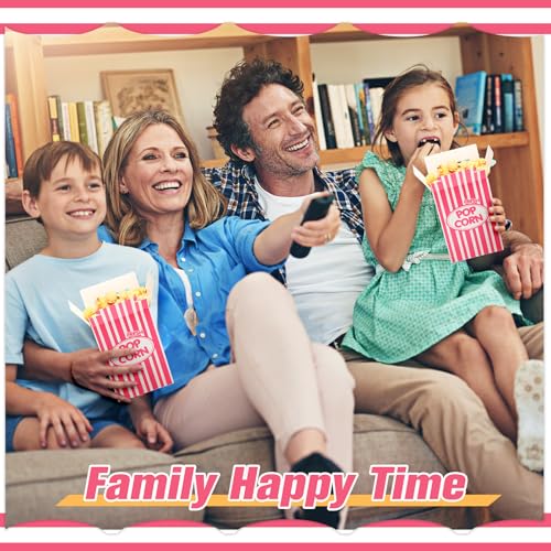 Image of Xinnun 200 Pcs Paper Popcorn Boxes 1oz Oil-proof Disposable Striped Popcorn Boxes Container Leak Proof Paper Holders for Movie Night, Party, Birthday, Wedding (Pink)