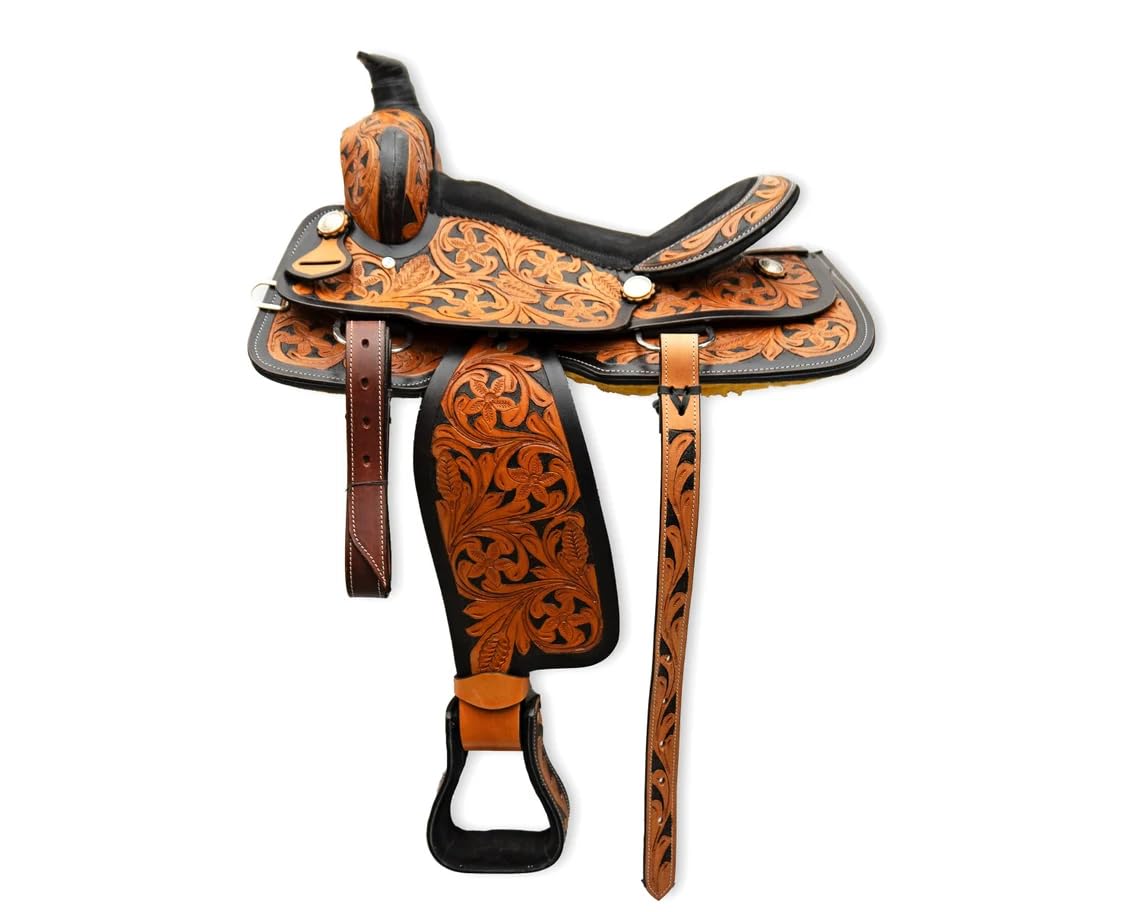 ME-WLS-235 - Sella per cavallo da corsa in pelle, comfort western, dimensioni da 25,4 a 45,7 cm, qualità premium