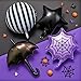 LaRandom 8 Pcs Gothic Foil Balloons Purple and Black Striped Star Umbrella Aluminum Film Balloons for Goth Birthday Halloween Mysterious Character Theme Party Decorations Supplies
