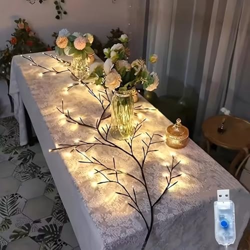Image of Enchanted Willow Vine Lights Tree, Christmas Swags Decorations Indoor Room Decor Flexible Twinkle Artificial LED Tree Branch Light for Home Wall Bedroom Living Room Decoration (1)