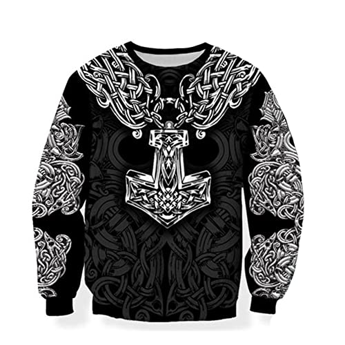 Viking Hoodie Mjolnir Odin 3D Printed Unisex Sweatshirt Autumn Pullover for Men Fashion Jacket(US Size)