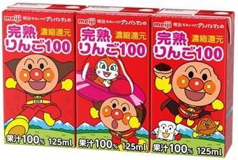 Amazon 明治 それいけ アンパンマンの完熟りんご100 125ml紙パック 36 3p 12 本入 明治 野菜ジュース フルーツ ジュース 通販