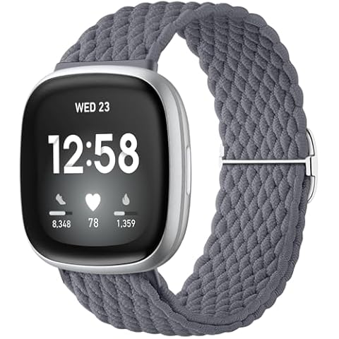 WJK Compatible with Fitbit Versa 4 Bands for Woman Men, Braided Stretchy Strap Compatible with Fitbit Sense 2 Bands Soft Nylon Wristbands Compatible with Fitbit Sense Bands/Versa 3 Bands for Women Cover