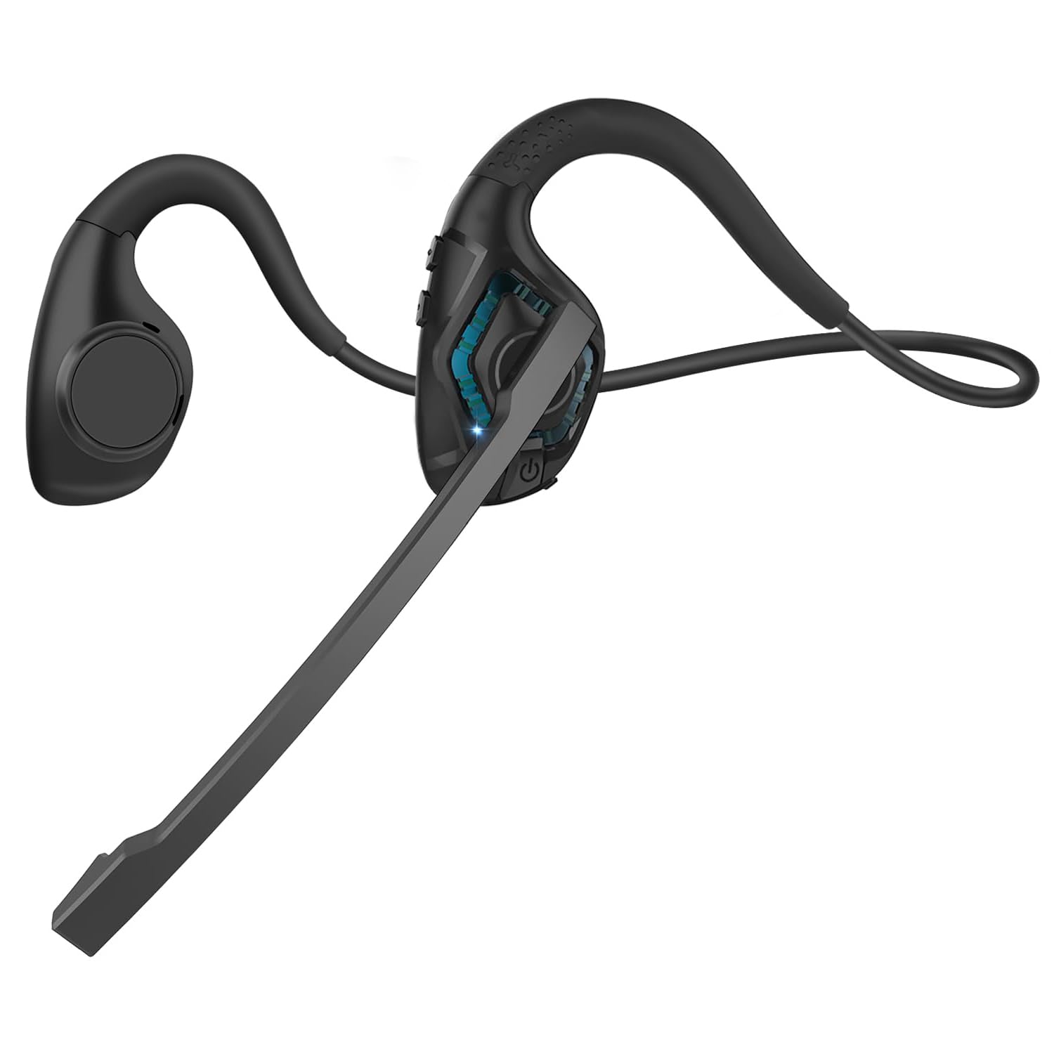 Bluetooth Headset with Microphone, Open Ear Headphones Wireless Noise Cancelling for Phone Laptop PC Computer, 10 Hours Playtime, Lightweight & Comfortable for Office Driving Working Home,black