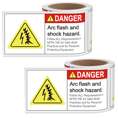 ForraFun 200 PCS Danger Arc Flash and Shock Hazard Labels - 3 x 1.5 Inch Electrical Hazard Warning Sticker Decals with Permanent Adhesive, Semi-Gloss Paper for Electrical Factories Warehouses