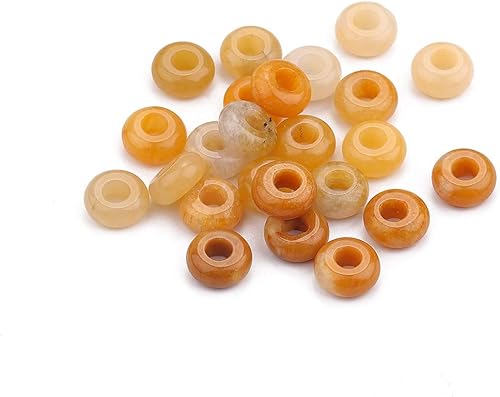 Miniatura 4 de Piedra Rondelle de jade amarillo natural con agujero grande (0.157 pulgadas) sueltas semipiedras preciosas para fabricación de joyas, 2564 pulgadas
