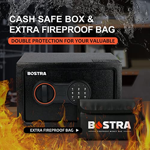 Bostra Fireproof Safe Box With Sensor Light & Fireproof Bag, Money Safe Box With Digital Keypad,Security Safe Box For Home, 0.5 Cubic Small Safe With Keys & Pass Code For Cash Jewelry Documents #TOP2