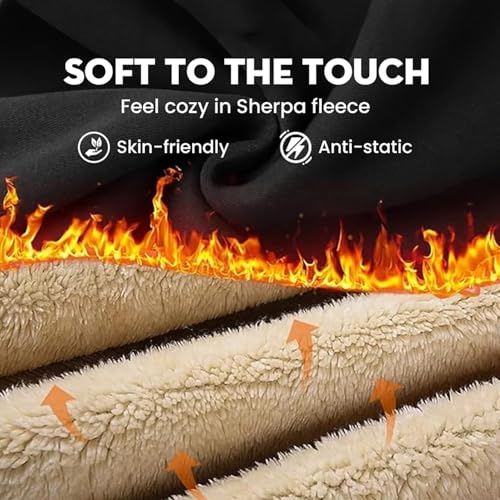 FleeceActive – Unisex Fleece-gefütterte wasserdichte Hose, leichte Schnee-Trainingshose, Unisex Fleece-gefütterte wasserdichte Hose, Schwarz , L