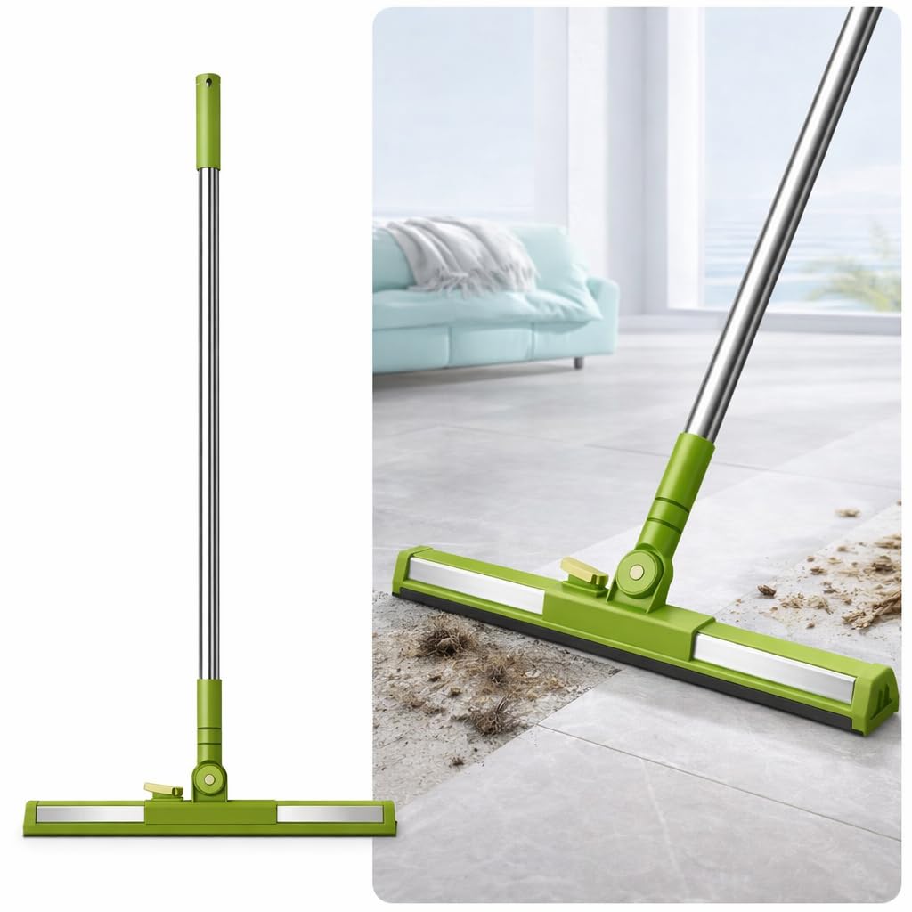 Vasukie Magic Broom Sweeper for Floor Cleaning, 360° Rotating Floor Wiper with Adjustable Stainless Steel Handle, Wet & Dry Use – Bathroom Squeegee Viper for Home Silicone Wiper Mop-image-17