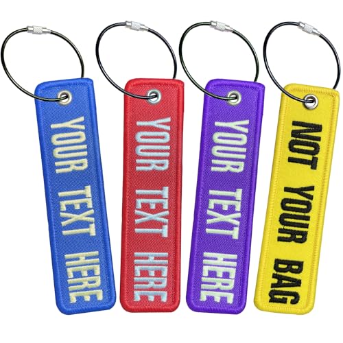 Embroidery Luggage Tag,Personalized Travel Suitcases Labels Tags Loops,Customized Name Luggage with Stainless Steel Loop (Rectangle)