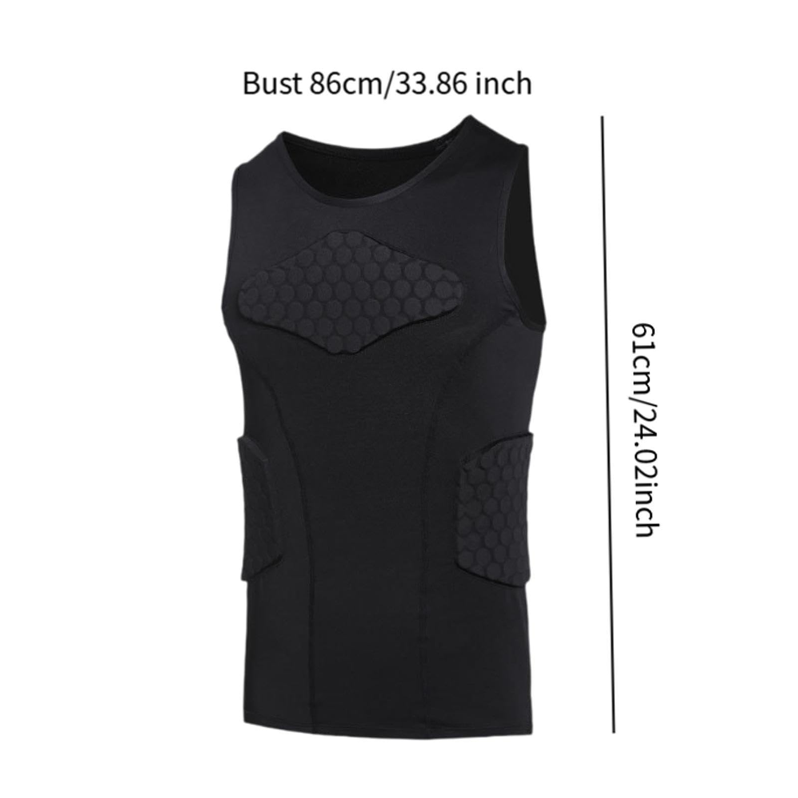 Perfeclan Gepolsterte Weste für Herren, Brust- und Rippenschutz, Weste, ärmelloses Hemd, bequem, atmungsaktiv, Guard Protector, Kompressionsweste für Männer
