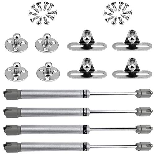 Amortiguador de Gas, FANDE 4pcs Potencia de Opcional Soportes para La Puerta del Armario con Bisagras Elevación del Gabinete De Cocina Puerta Resorte de Compresión(100N) Cover