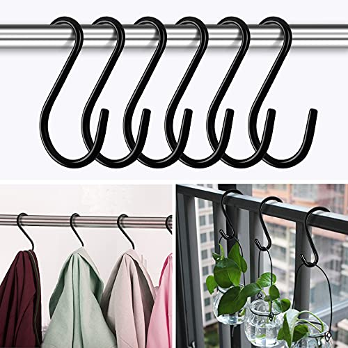 Bolatus 6 Stück S Haken Groß 6in/15CM Belastbar bis 30KG S-förmige Hängehaken Schwarz Schwerlast Metallhaken Anti-Rost Haken für Küche Badezimmer Schlafzimmer Büro Edelstahlhaken - Image 8