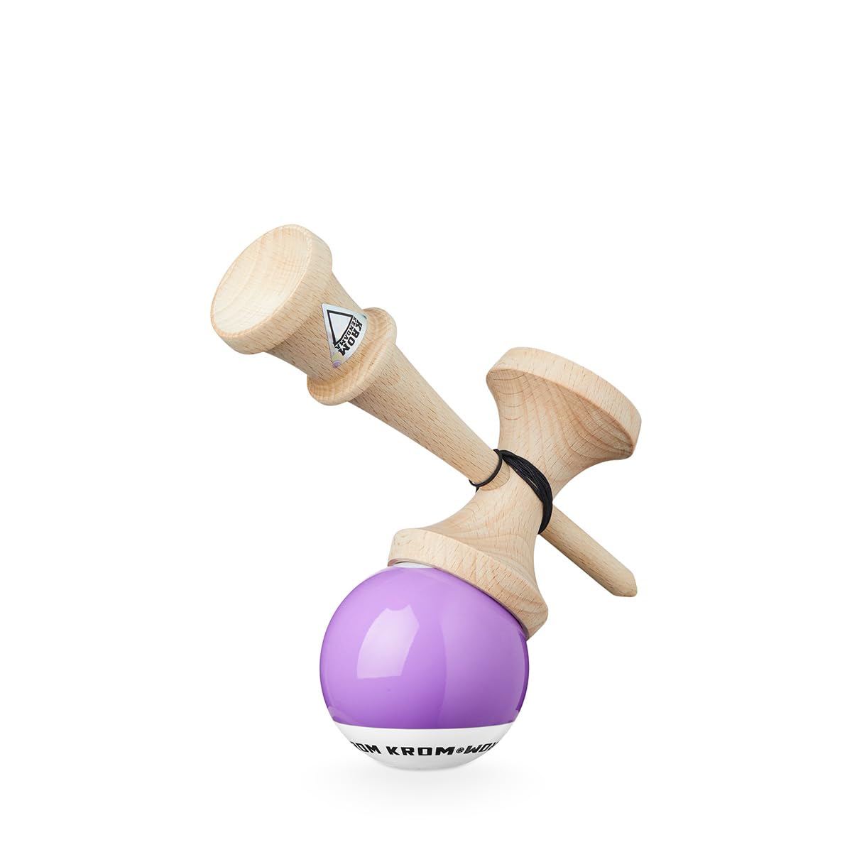 KROM - Kendama POP LOL lawenda – wysoka jakość drewna – dla początkujących i profesjonalistów – opakowanie: zapasowy sznurek + naklejki
