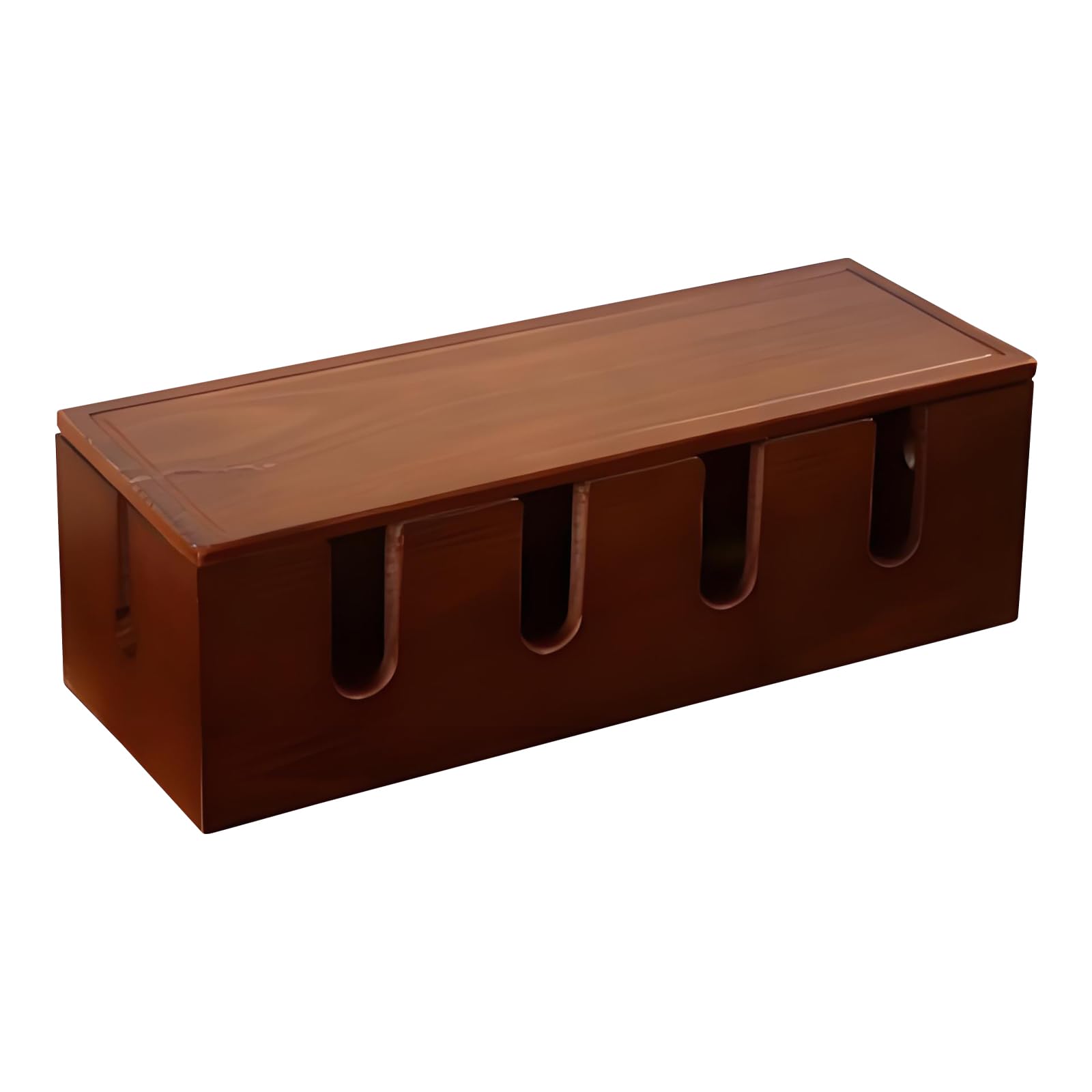 Massivholz Kabelmanagement Box 37,8x14x12cm - Große Kabelbox zum Verstecken von Steckdosenleisten und Kabeln - Braun Holz Kabel Organizer für Schreibtisch, TV und Büro - Kinder- und Haustiersicher