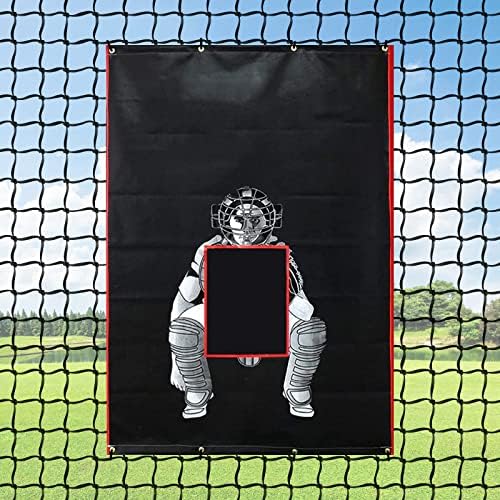 Baseball Pitching Backstop - 4x6ft Baseball Backstop, Pitching Backstop with Strike Zone, Baseball Batting Cage Backdrop Target, Baseball Softball Pitcher Training Equipment, Heavy-Duty Vinyl Backstop